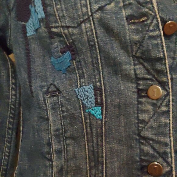 Pilcro & The Letterpress Beaded Embroidered Blingy Jean Denim Jacket XS - Picture 9 of 16